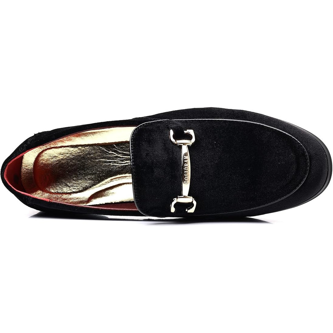 Cosidram Mens Size 7 Black Velvet Classic Slip On Dress Loafers Wedding Shoes