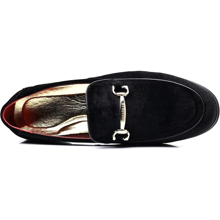 Cosidram Mens Size 7 Black Velvet Classic Slip On Dress Loafers Wedding Shoes