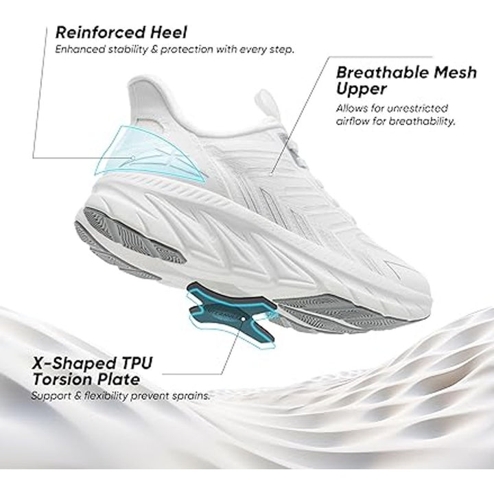 Allswifit Womens Size 7.5 White Slip On Walking Breathable Athletic Shoes