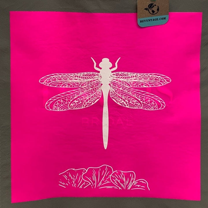 New Upcycled Hand Printed Large White Dragonfly Beautiful Shopper Tote Bag