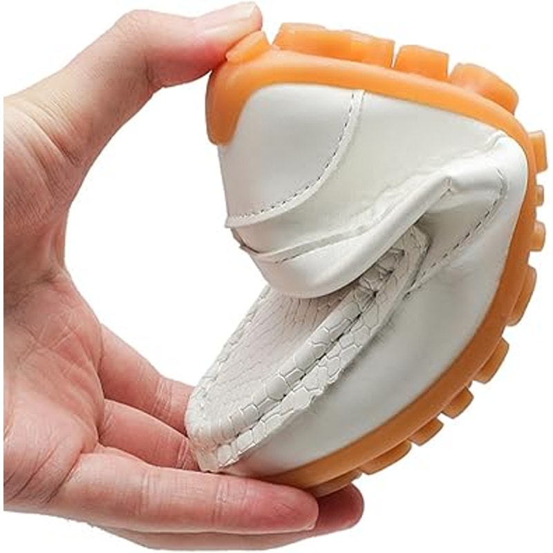 New Fudaolee Baby Boy Size 5 White Faux Leather Slip On Non Skid Loafer Shoes