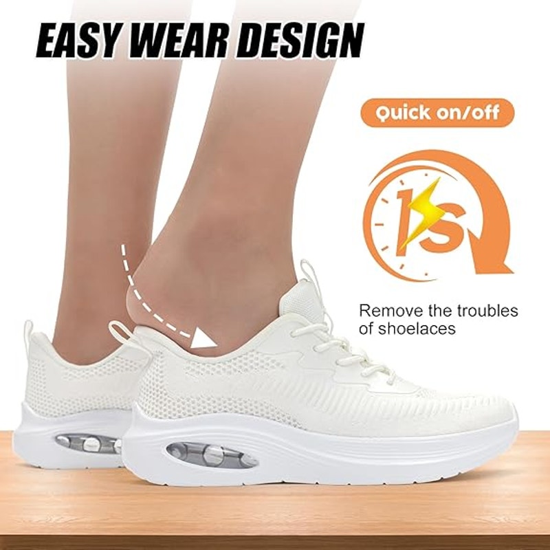 Zyen Womens Size 9 White Sneakers Lace Up Low Top Round Toe Running Shoes