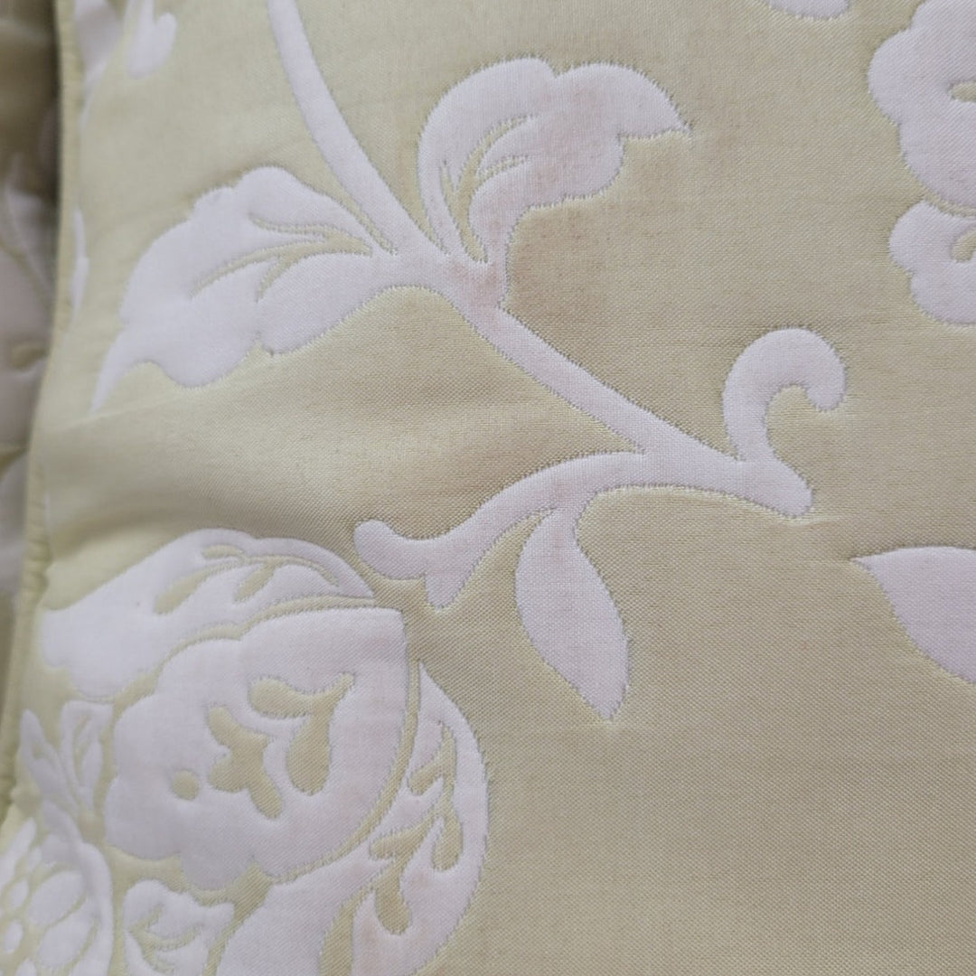 Pair of Pale Yellow Floral Tapestry Square Rectangular Toss Throw Pillows