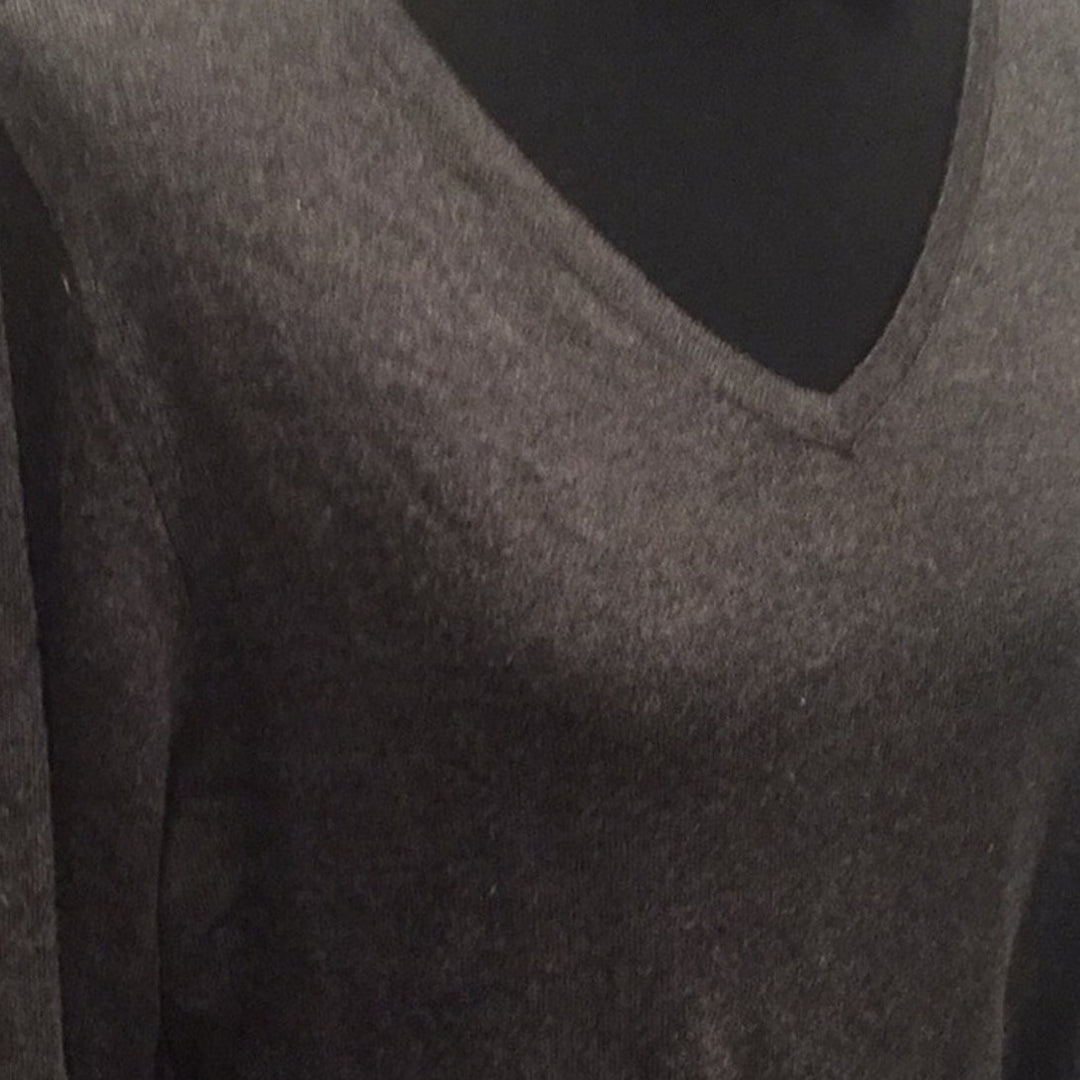 New Style &amp; Co Womens Plus Size 1X Ruffled Elbow V-Neck Cotton Blend Sweater
