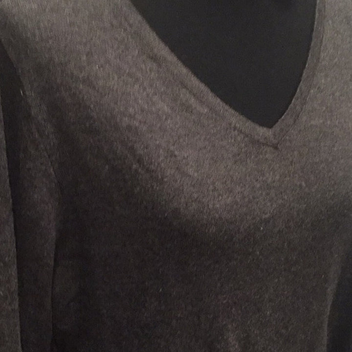New Style &amp; Co Womens Plus Size 1X Ruffled Elbow V-Neck Cotton Blend Sweater