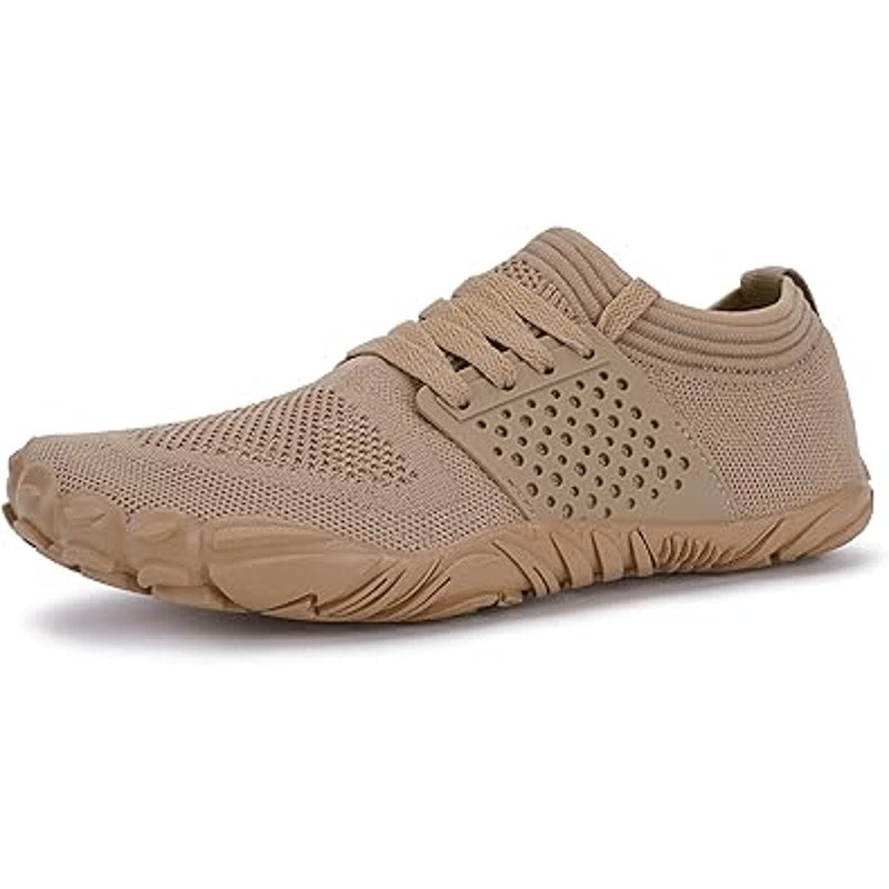 New Joomra Womens Size 11.5 Tan Mesh Lace Up Barefoot Wide Toe Box Sport Shoes