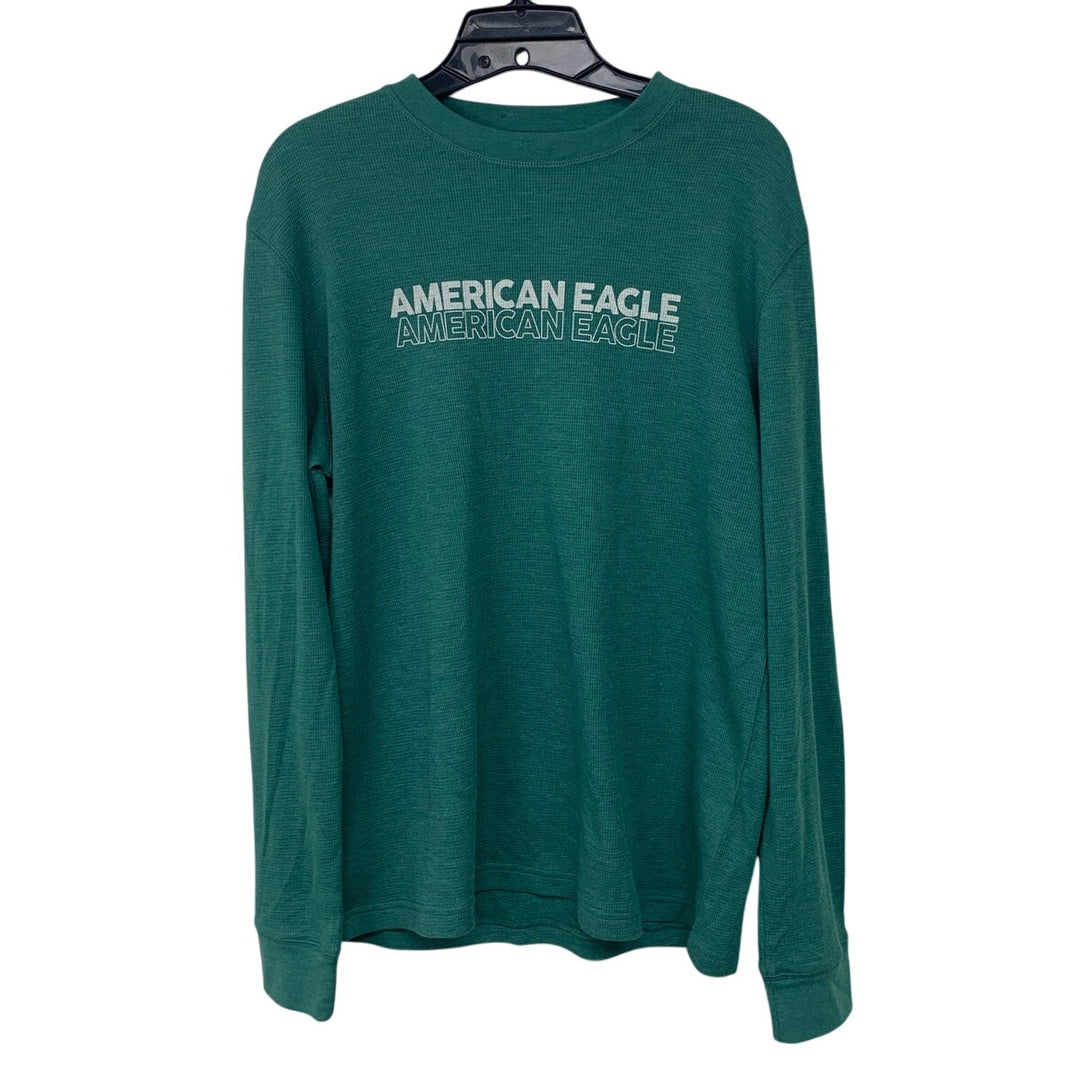 New American Eagle Mens Medium Super Soft Waffle Long Sleeve Crew Neck Tee Shirt