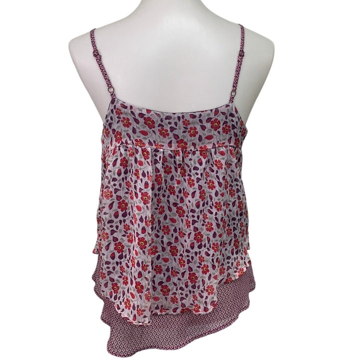 Faded Glory Womens Medium 100% Polyester Floral Spaghetti Strap Tank Top
