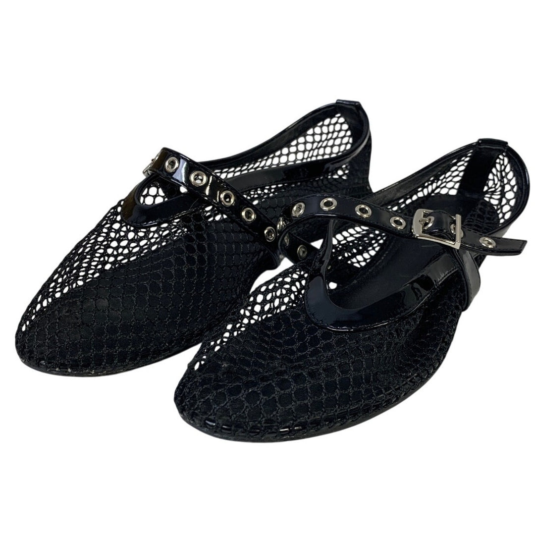 Coutgo Womens Size 9.5 Black Mary Jane Ballet Flats Closed Round Toe Mesh Shoes