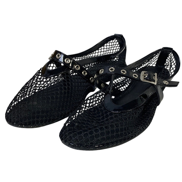 Coutgo Womens Size 9.5 Black Mary Jane Ballet Flats Closed Round Toe Mesh Shoes