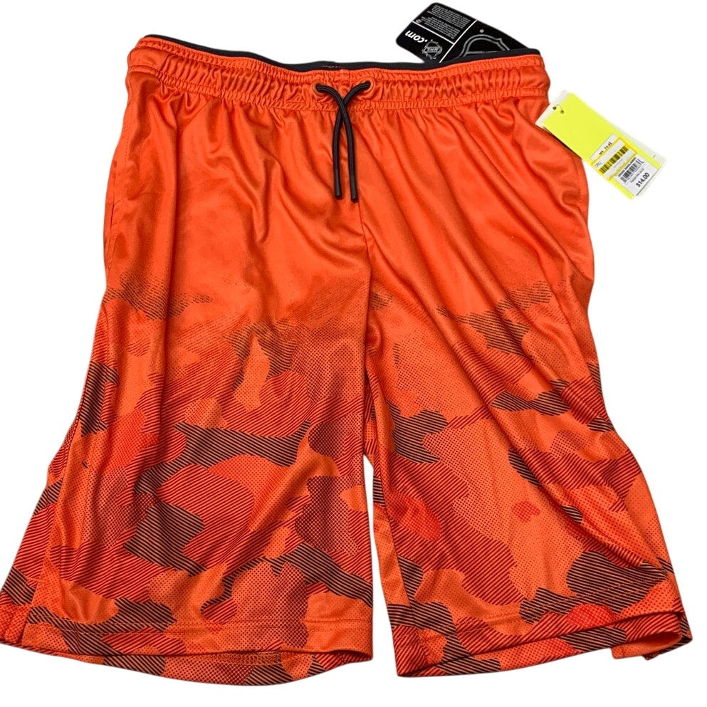 2 New All In Motion Boys XL Orange Gray Long Athletic Sport Mesh Shorts