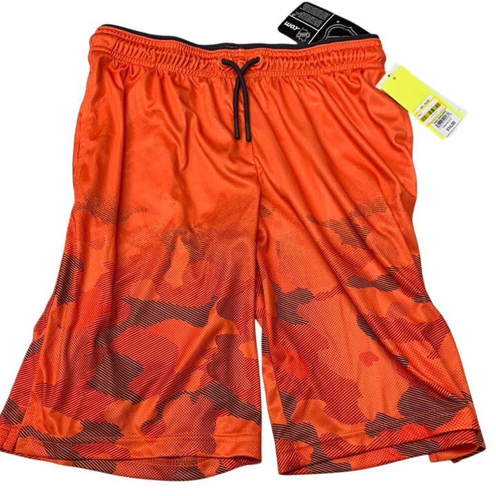 2 New All In Motion Boys XL Orange Gray Long Athletic Sport Mesh Shorts