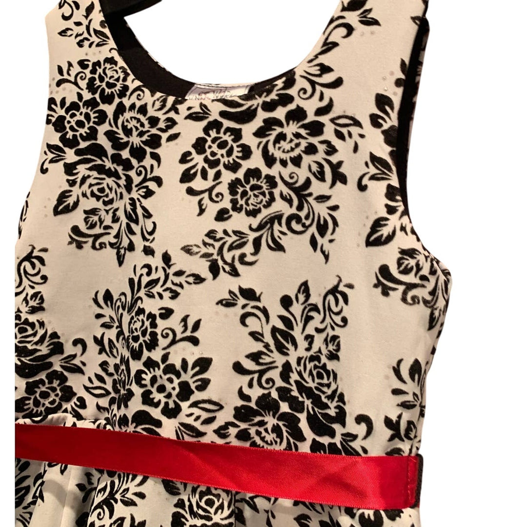 Knitworks Girls 4T Sleeveless Black White Floral Easter Spring Wedding Dress