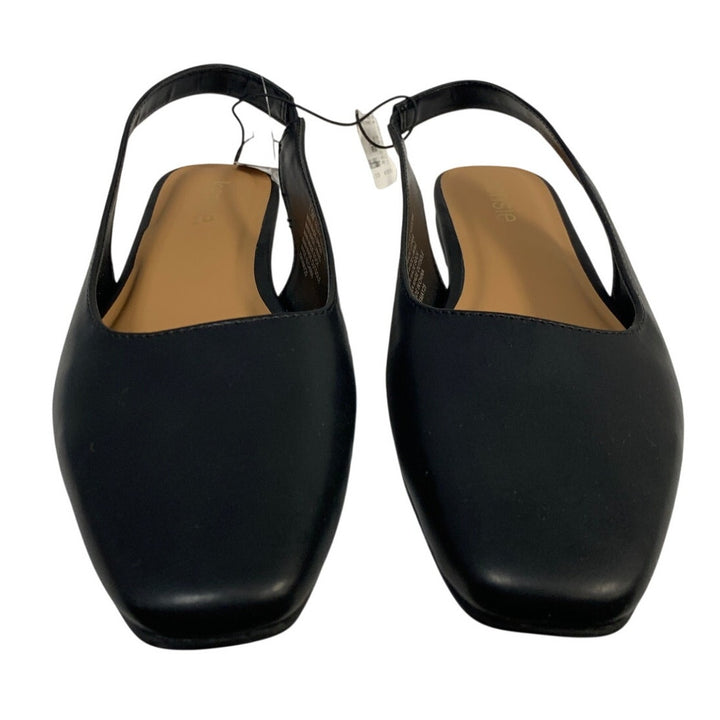 New Kensie Womens Size 7.5 Black Flats Sandal Closed Square Toe Slingback Shoes