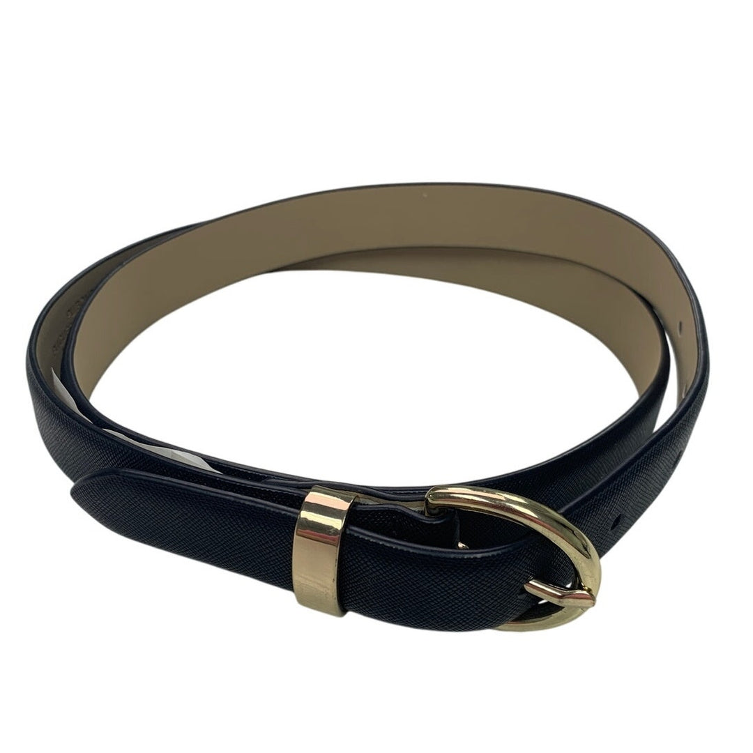 New Universal Thread Womens XL Black Bonded Leather Gold Buckle Fashion Belt