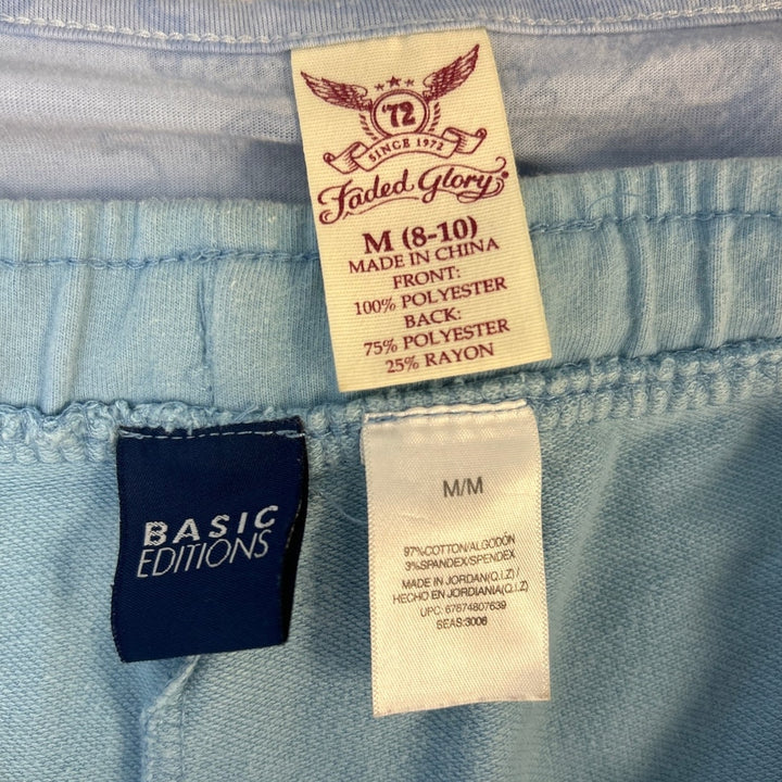 Faded Glory Basic Editions Womens Medium Sparkle Tee Elastic Drawstring Shorts