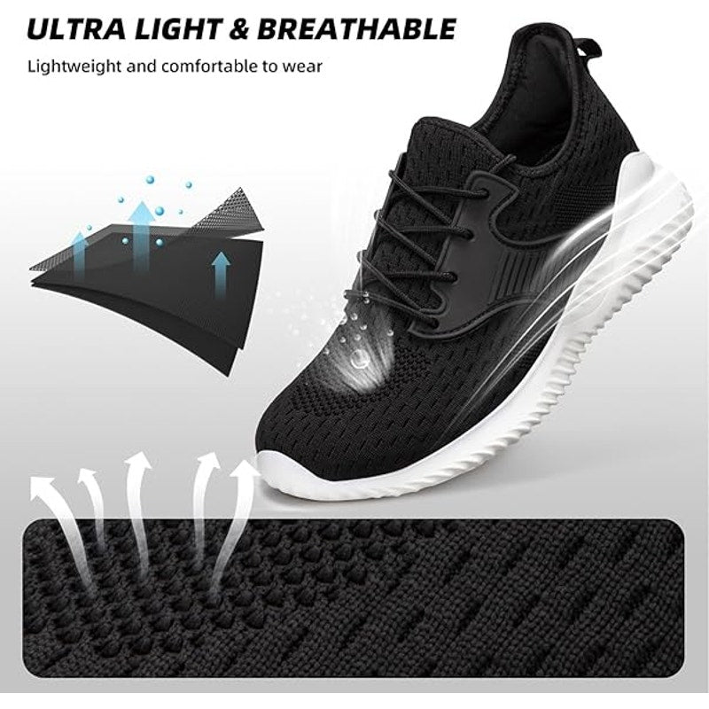 Athmile Womens Size 13 Black Sneakers Lace Up Closed Round Toe Tennis Shoes