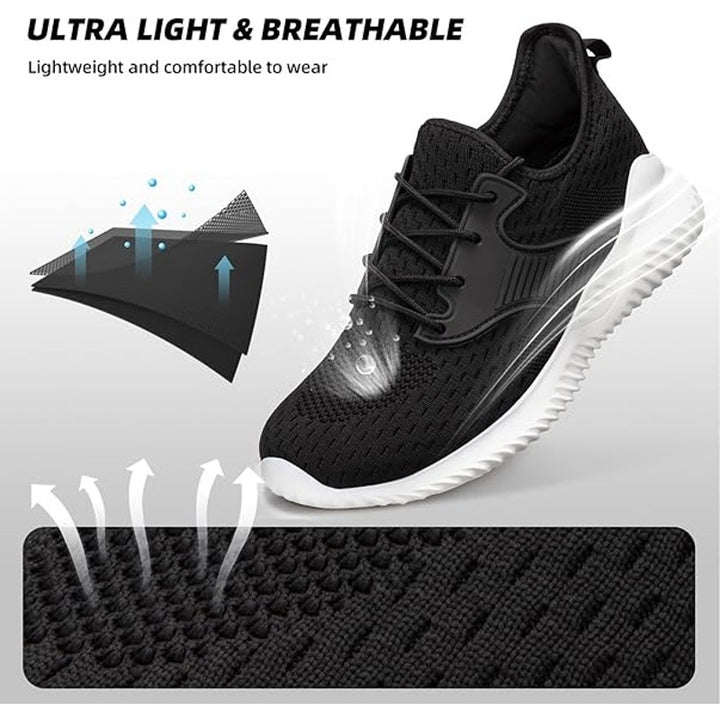 Athmile Womens Size 13 Black Sneakers Lace Up Closed Round Toe Tennis Shoes
