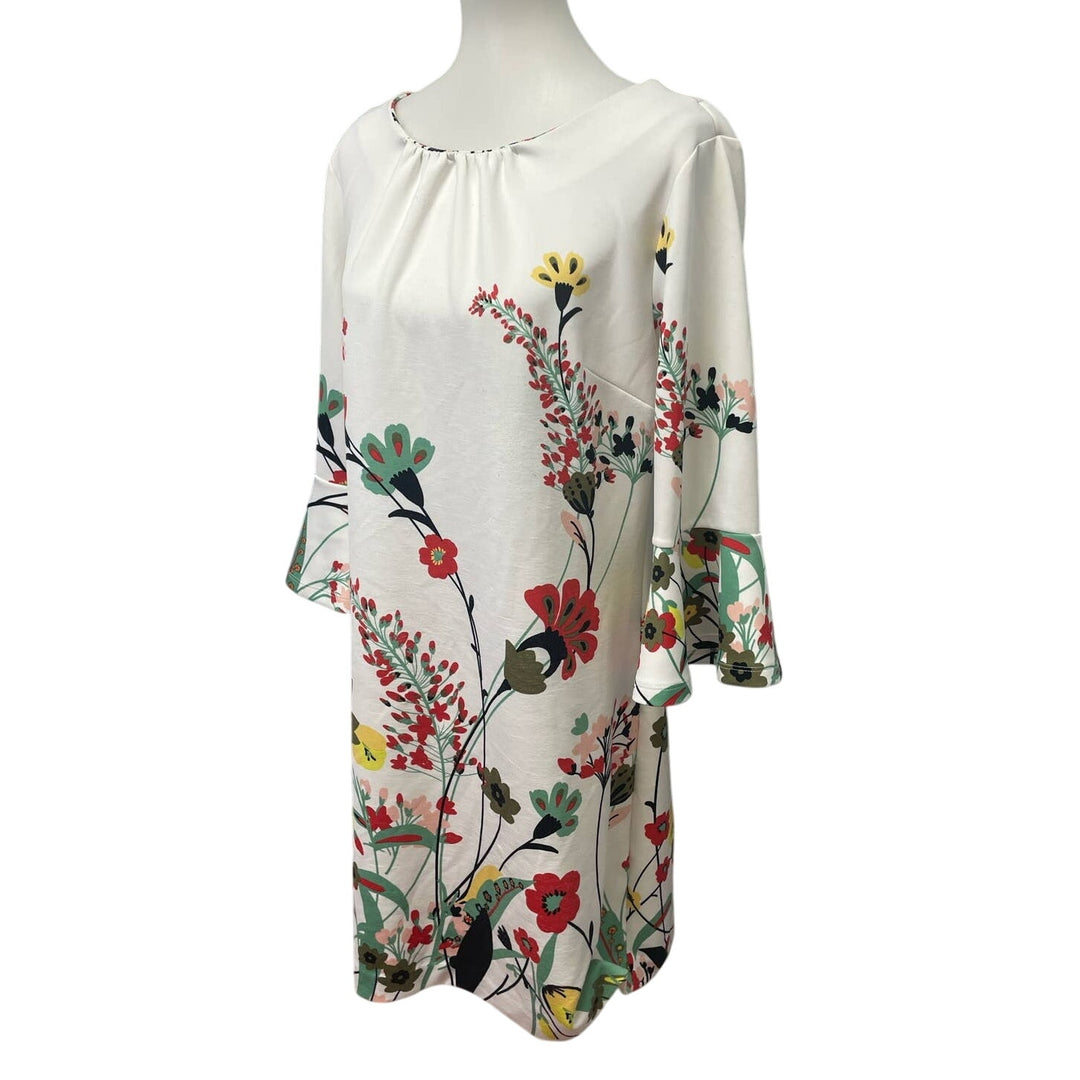 New York &amp; Company XL Long Ruffled Sleeve Floral Vine Knee Length Sheath Dress