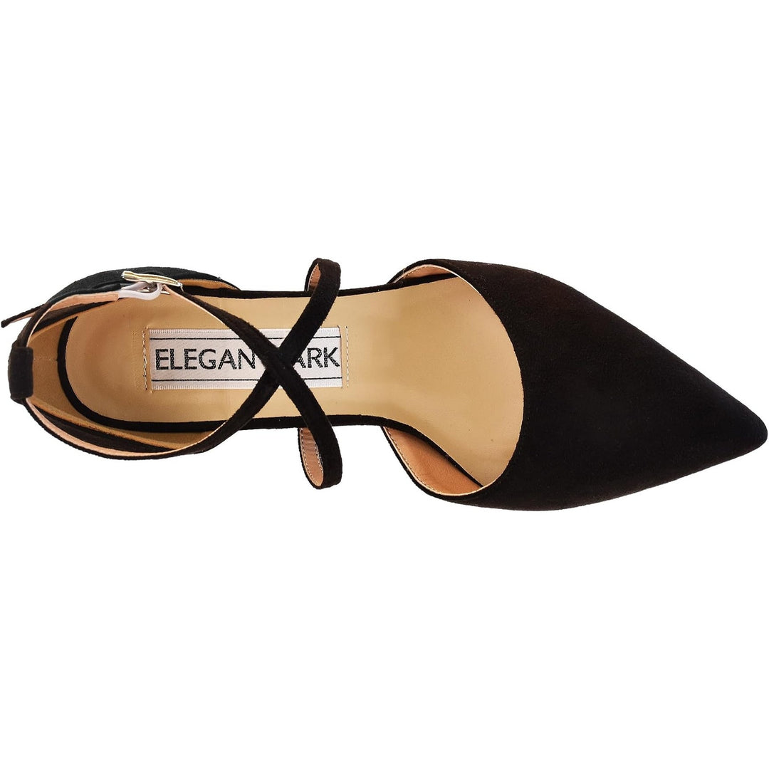 Elegant Park Womens Size 8 Black Faux Suede 3.5" Heel Closed Pointed Toe Shoes