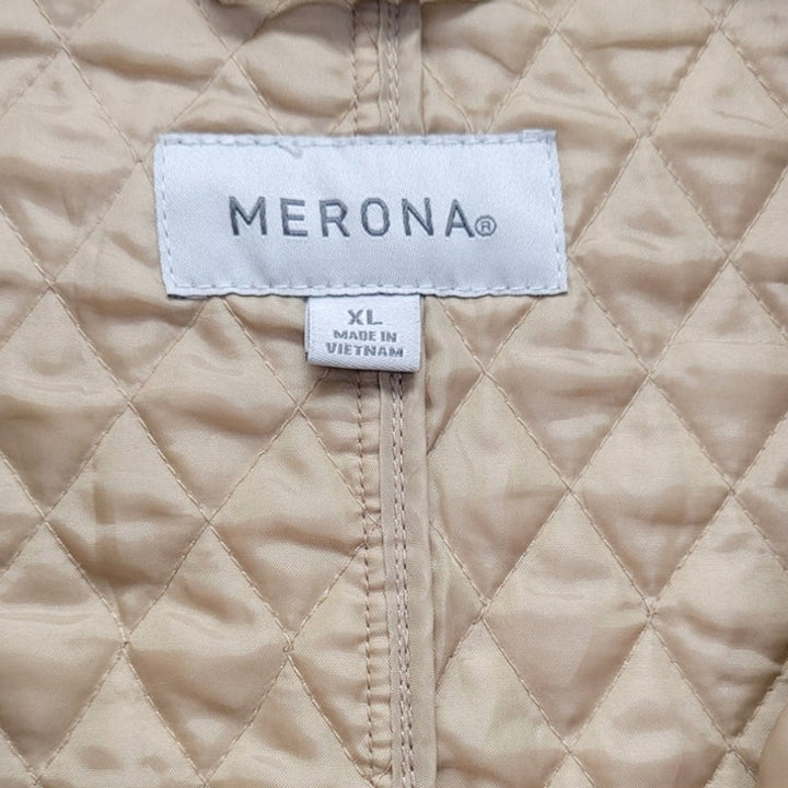Merona Womens XL 100% Polyester Long Sleeve Quilted Full Zip Snap Up Jacket