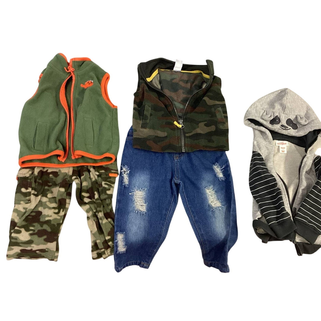 Lot of 5 Boys 6-9 Months Cat &amp; Jack Carters Camouflage Fleece Pants Tops Jacket