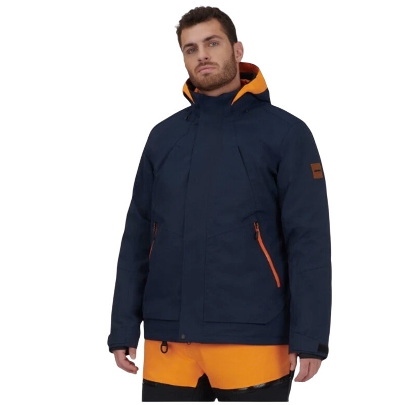 New Ski-Doo Mens XL Dark Navy Blue Orange Corida 3-in-1 Shell Ski Jacket Coat