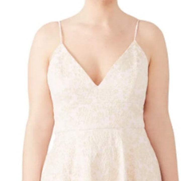 Badgley Mischka Womens Size 18 Pink Gold Golden Hue Strappy Deep V Mini Dress