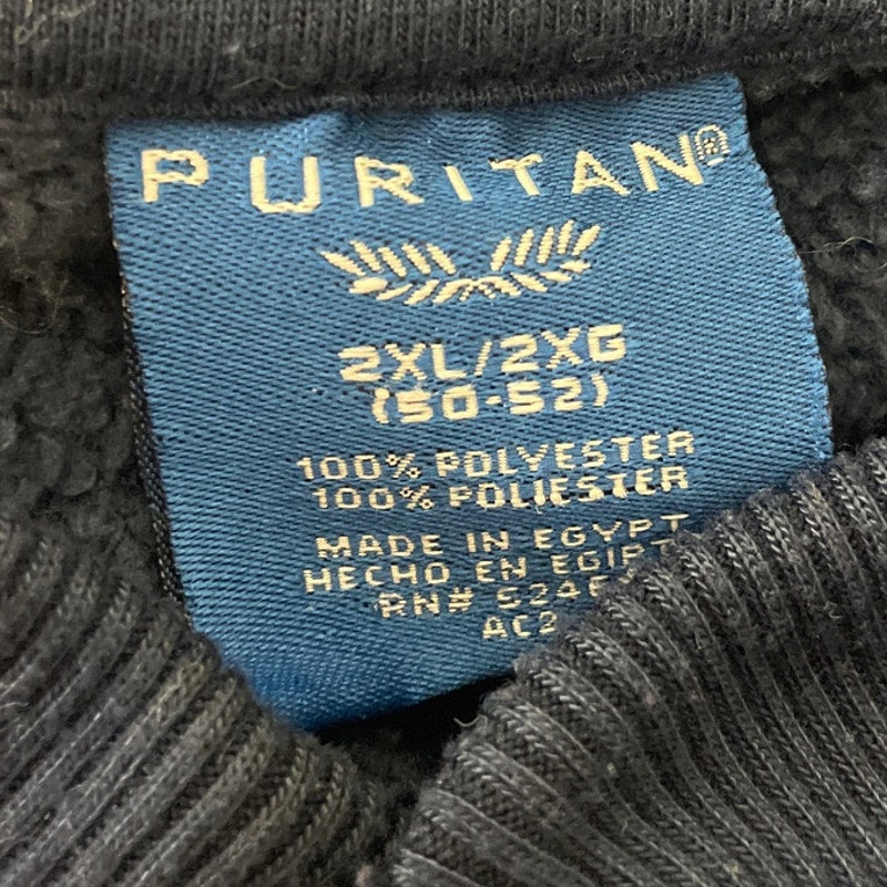 Puritan Mens 2XL Navy 100% Polyester Long Sleeve Quarter Button Pullover Sweater