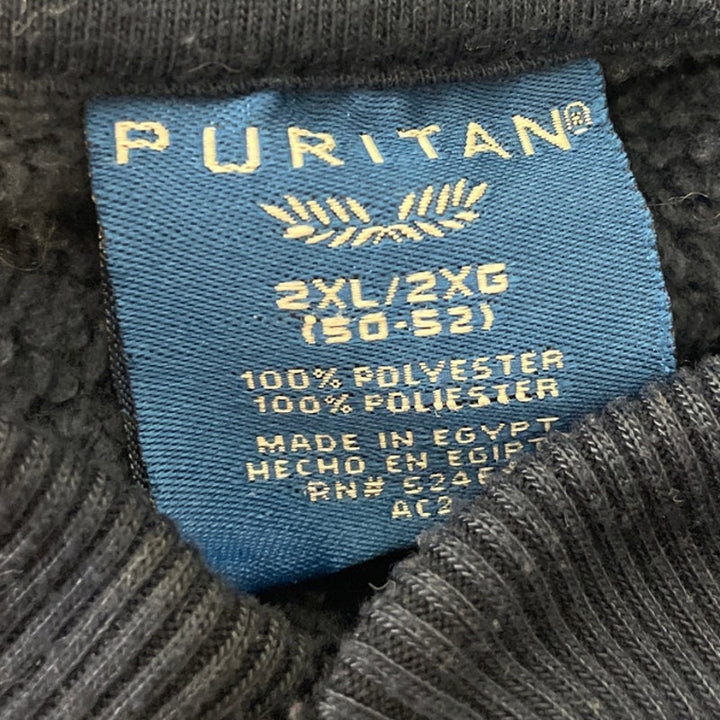 Puritan Mens 2XL Navy 100% Polyester Long Sleeve Quarter Button Pullover Sweater