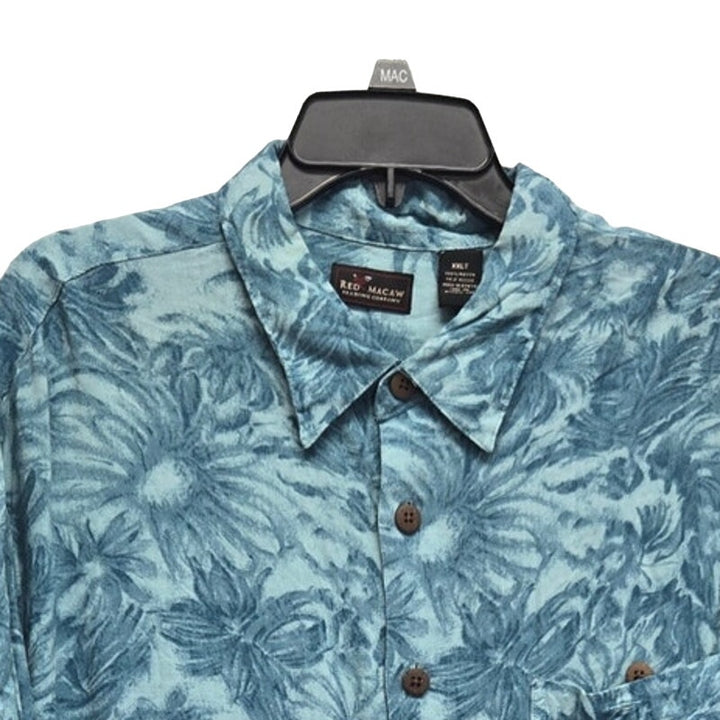 Red Macaw Mens 2XLT Rayon Short Sleeve Button Up Tropical Shirt w Front Pocket