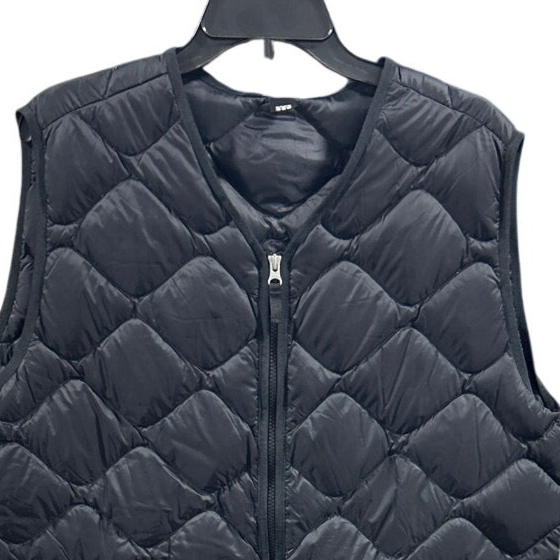New Eddie Bauer Womens Large Black 650FP Down Shaw Zip Up Long Puffer Vest