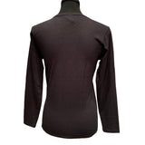 New Hand Printed Small Cotton Rhinestone Fall Autumn Leaf Long Sleeve Black Tee