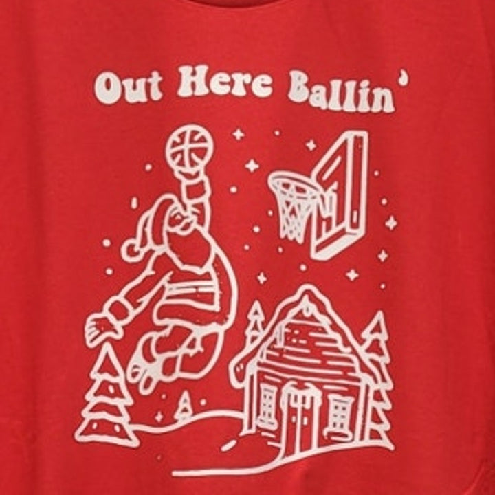New Hand Printed Upcycled Mens 3XL Santa Claus Basketball Ballin&