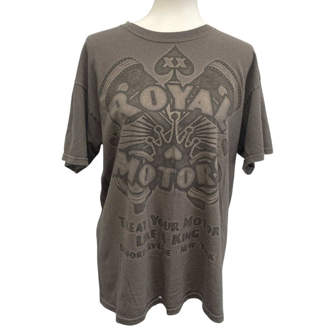 Gildan Mens Large 100% Cotton Royal Motors Short Sleeve Crew Neck Tee Shirt