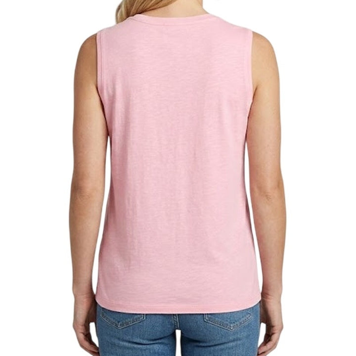 New Eddie Bauer Womens Pink Sleeveless 100% Cotton Favorite Notch VNeck Tank Top