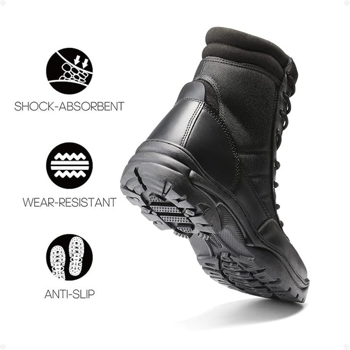 Nortiv 8 Mens Size 10.5 Black Boot Lace Up Round Toe Side Zip Outdoor Snow Boots