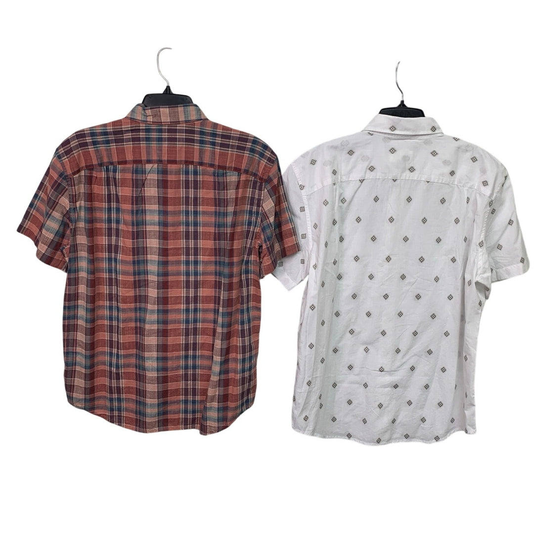 2 New American Eagle Mens Medium Plaid Short Sleeve Button Up Collared Shirts
