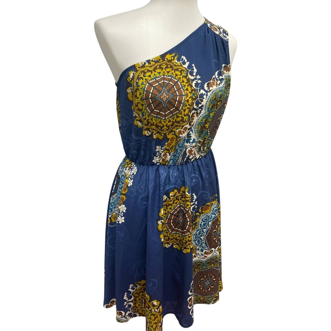 Love Notes Womens Medium One Shoulder Polyester Fit &amp; Flare Knee Length Dress