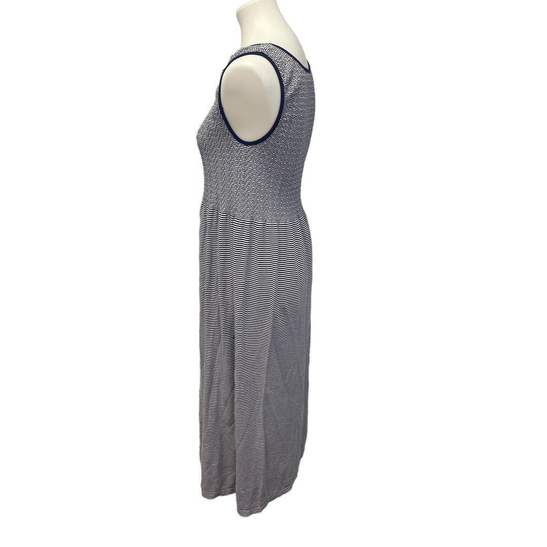 Lark &amp; Grey Womens Medium Sleeveless Navy Striped Cotton Blend Maxi Dress