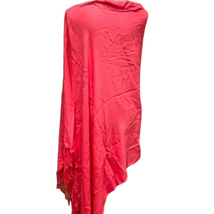 Handmade Upcycled Large Draping Hot Pink Fringed Poncho Lightweight Wrap Shawl