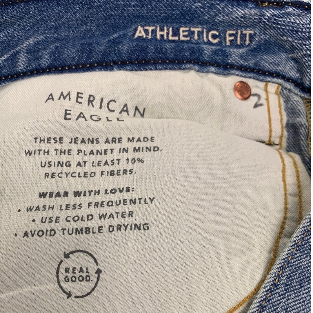 New American Eagle Womens 32X32 Cotton Blend Atheltic Fit Denim Blue Jeans
