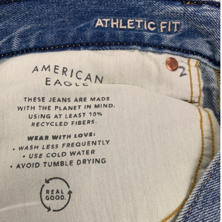 New American Eagle Womens 32X32 Cotton Blend Atheltic Fit Denim Blue Jeans