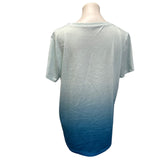 Womens 1X 2X Flowy Floral Orange Blue Ombre Short Sleeve Tee Shirts Blouses