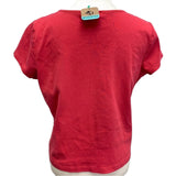 Hand Printed Upcycled Womens XL Little Miss Valentine Short Sleeve Tee Shirt