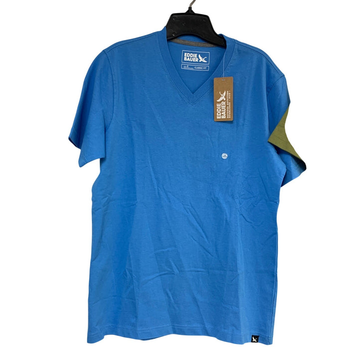 2 New Eddie Bauer Mens Small Olive Blue Classic Short Sleeve Cotton Tee Shirts