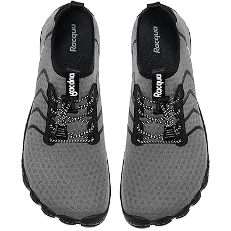 Racqua Mens Size 12 Gray Elastic Lace Cord Non Slip Reinforced Heel Water Shoes