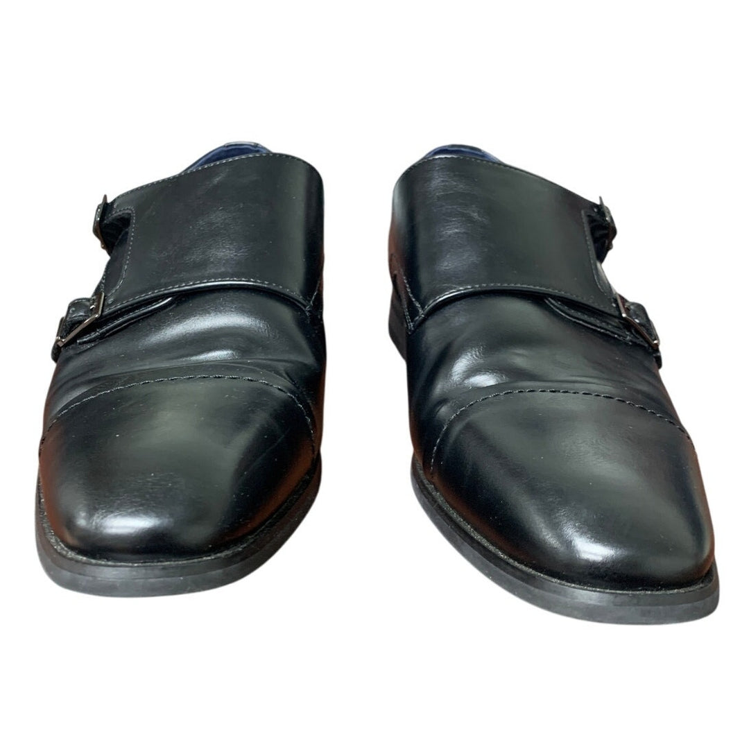 Bruno Marc Mens Size 11 Black Faux Leather Monk Strap Slip On Dress Loafer Shoes