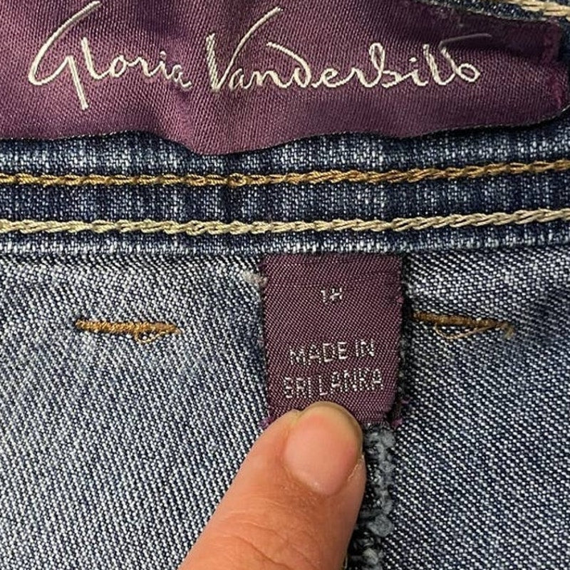 Gloria Vanderbilt 18 Long Stretch Cotton Tapered Leg Denim Blue Jeans 32 Inseam