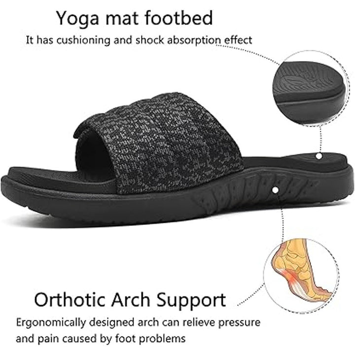 Oncai Mens 11 Black Gray Hook Loop Adjustable Strap Cushioned Slide On Sandals